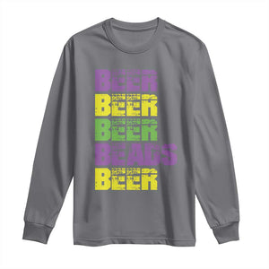 Funny Mardi Gras Long Sleeve Shirt Retro Beer Beads Fat Tuesday Festival Celebration TS10 Charcoal Print Your Wear