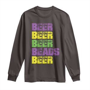 Funny Mardi Gras Long Sleeve Shirt Retro Beer Beads Fat Tuesday Festival Celebration TS10 Dark Chocolate Print Your Wear