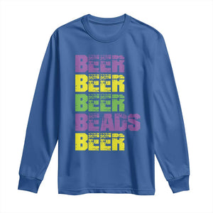 Funny Mardi Gras Long Sleeve Shirt Retro Beer Beads Fat Tuesday Festival Celebration TS10 Royal Blue Print Your Wear