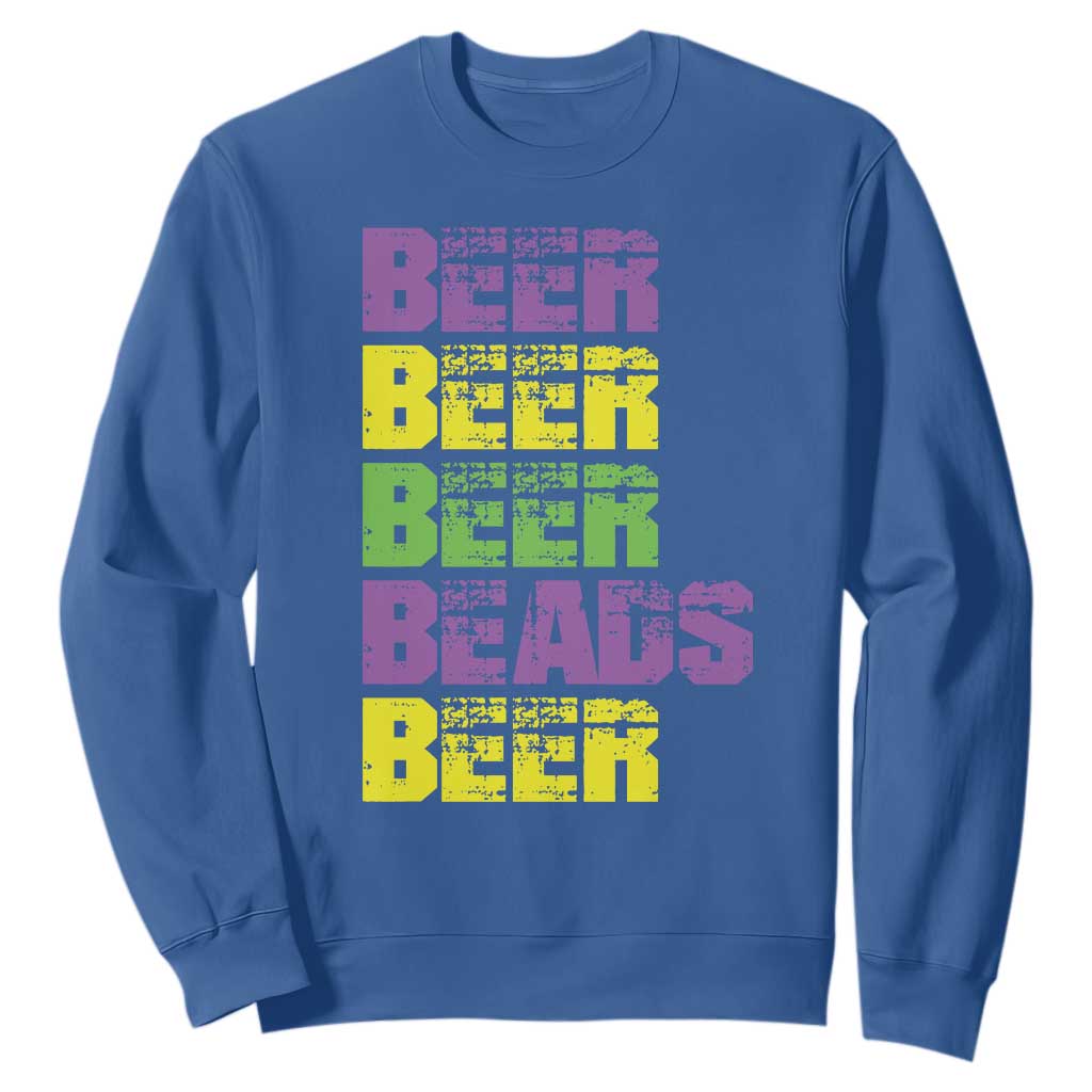 Funny Mardi Gras Sweatshirt Retro Beer Beads Fat Tuesday Festival Celebration TS10 Royal Blue Print Your Wear