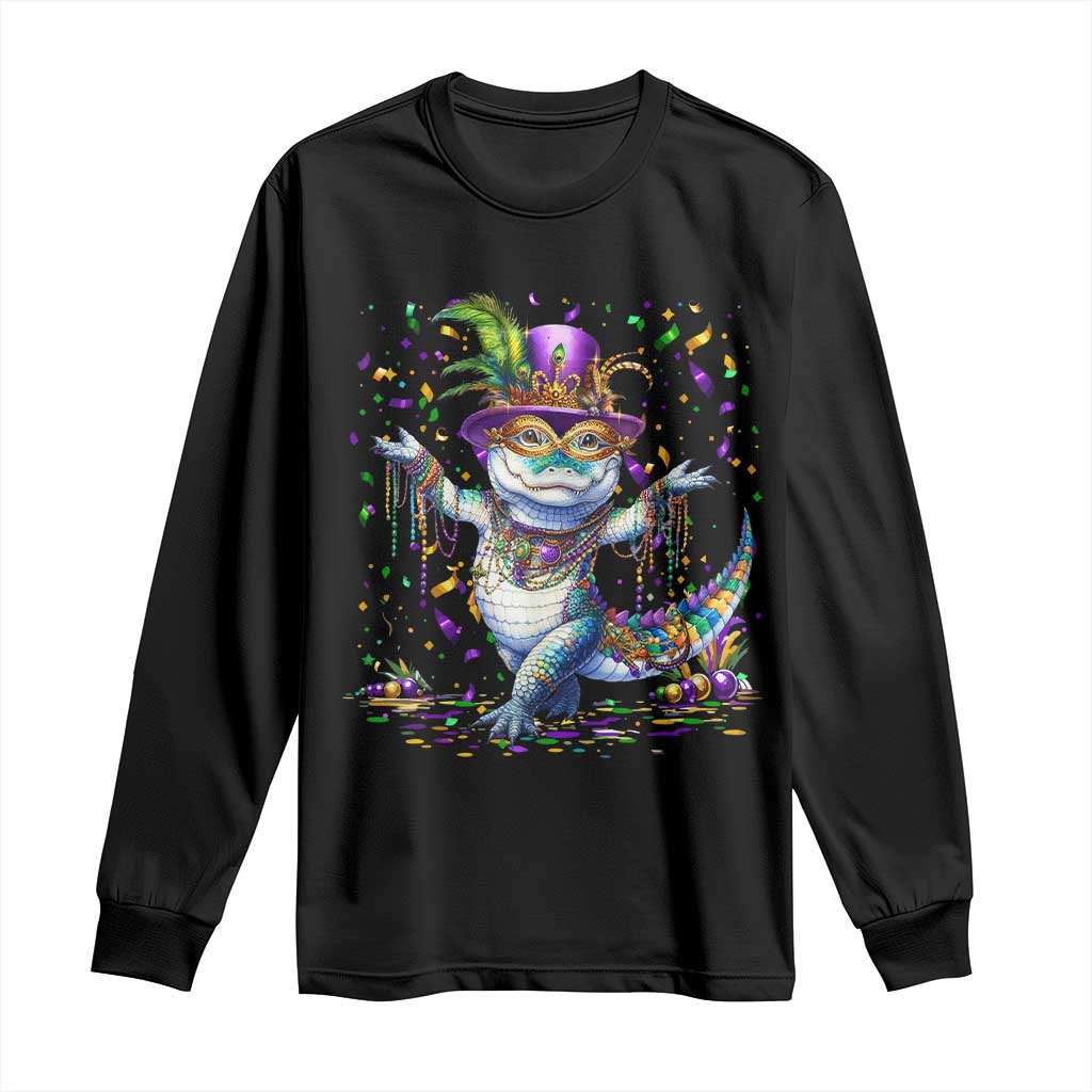 Mardi Gras Crocodile Long Sleeve Shirt Mardigator Alligator Costume Carnival New Orleans Louisiana TS10 Black Print Your Wear