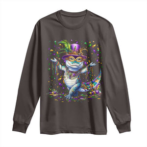 Mardi Gras Crocodile Long Sleeve Shirt Mardigator Alligator Costume Carnival New Orleans Louisiana TS10 Dark Chocolate Print Your Wear