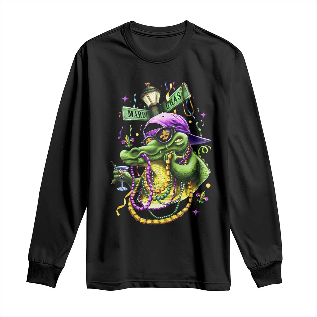 Mardi Gras Alligator Costume Long Sleeve Shirt Mardigator Crocodile Carnival New Orleans Louisiana TS10 Black Print Your Wear