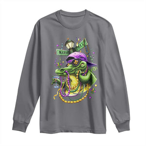 Mardi Gras Alligator Costume Long Sleeve Shirt Mardigator Crocodile Carnival New Orleans Louisiana TS10 Charcoal Print Your Wear