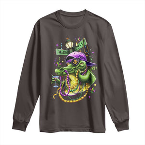 Mardi Gras Alligator Costume Long Sleeve Shirt Mardigator Crocodile Carnival New Orleans Louisiana TS10 Dark Chocolate Print Your Wear