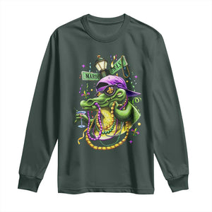 Mardi Gras Alligator Costume Long Sleeve Shirt Mardigator Crocodile Carnival New Orleans Louisiana TS10 Dark Forest Green Print Your Wear