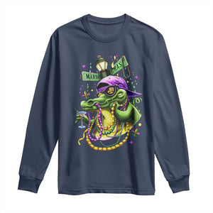 Mardi Gras Alligator Costume Long Sleeve Shirt Mardigator Crocodile Carnival New Orleans Louisiana TS10 Navy Print Your Wear