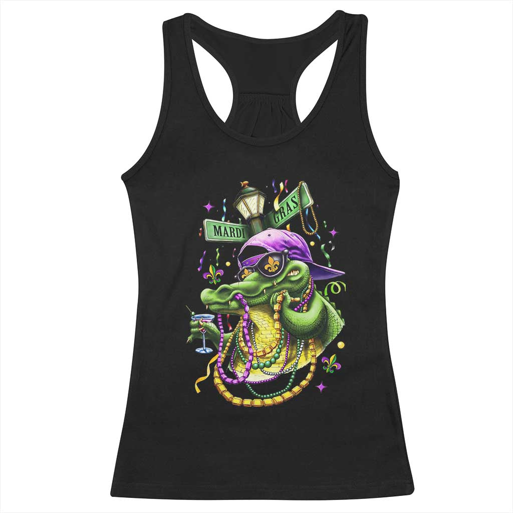 Mardi Gras Alligator Costume Racerback Tank Top Mardigator Crocodile Carnival New Orleans Louisiana TS10 Black Print Your Wear