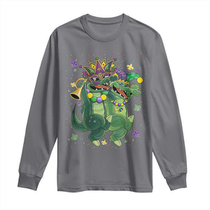 Happy Mardi Gras Alligator Long Sleeve Shirt Mardigator Crocodile Dancing New Orleans Louisiana TS10 Charcoal Print Your Wear