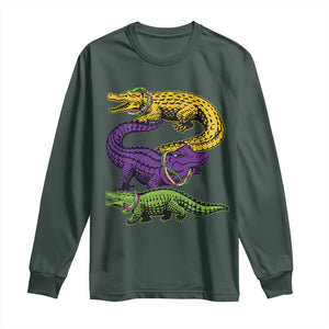 Aligator Crocodiles Louisiana Mardi Gras Long Sleeve Shirt TS10 Dark Forest Green Print Your Wear