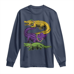 Aligator Crocodiles Louisiana Mardi Gras Long Sleeve Shirt TS10 Navy Print Your Wear