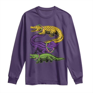 Aligator Crocodiles Louisiana Mardi Gras Long Sleeve Shirt TS10 Purple Print Your Wear