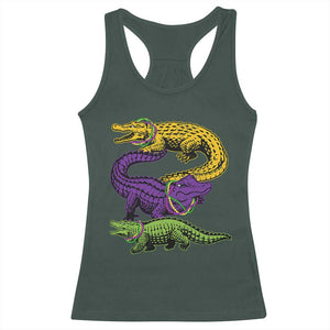 Aligator Crocodiles Louisiana Mardi Gras Racerback Tank Top TS10 Dark Forest Green Print Your Wear
