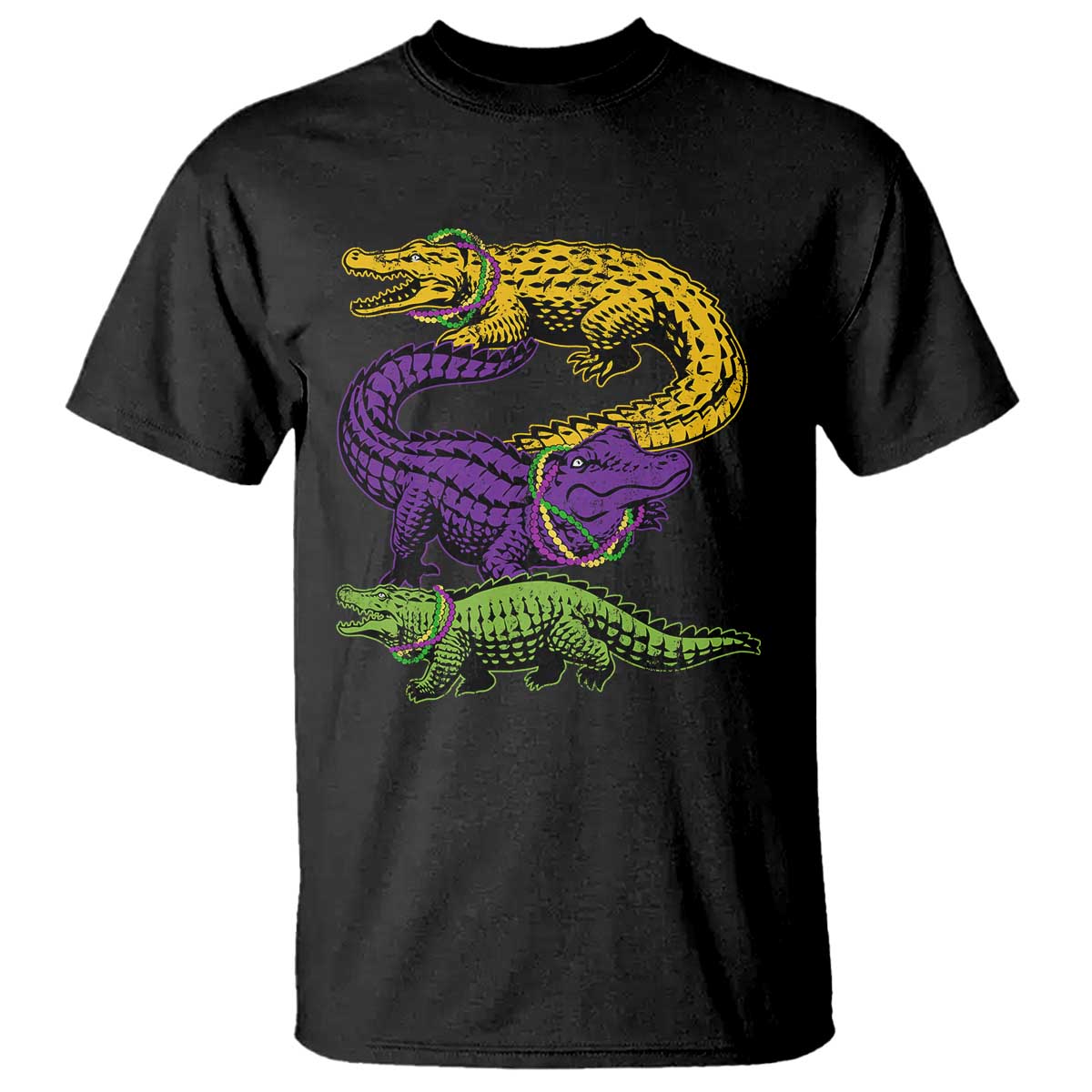 Aligator Crocodiles Louisiana Mardi Gras T Shirt TS10 Black Print Your Wear