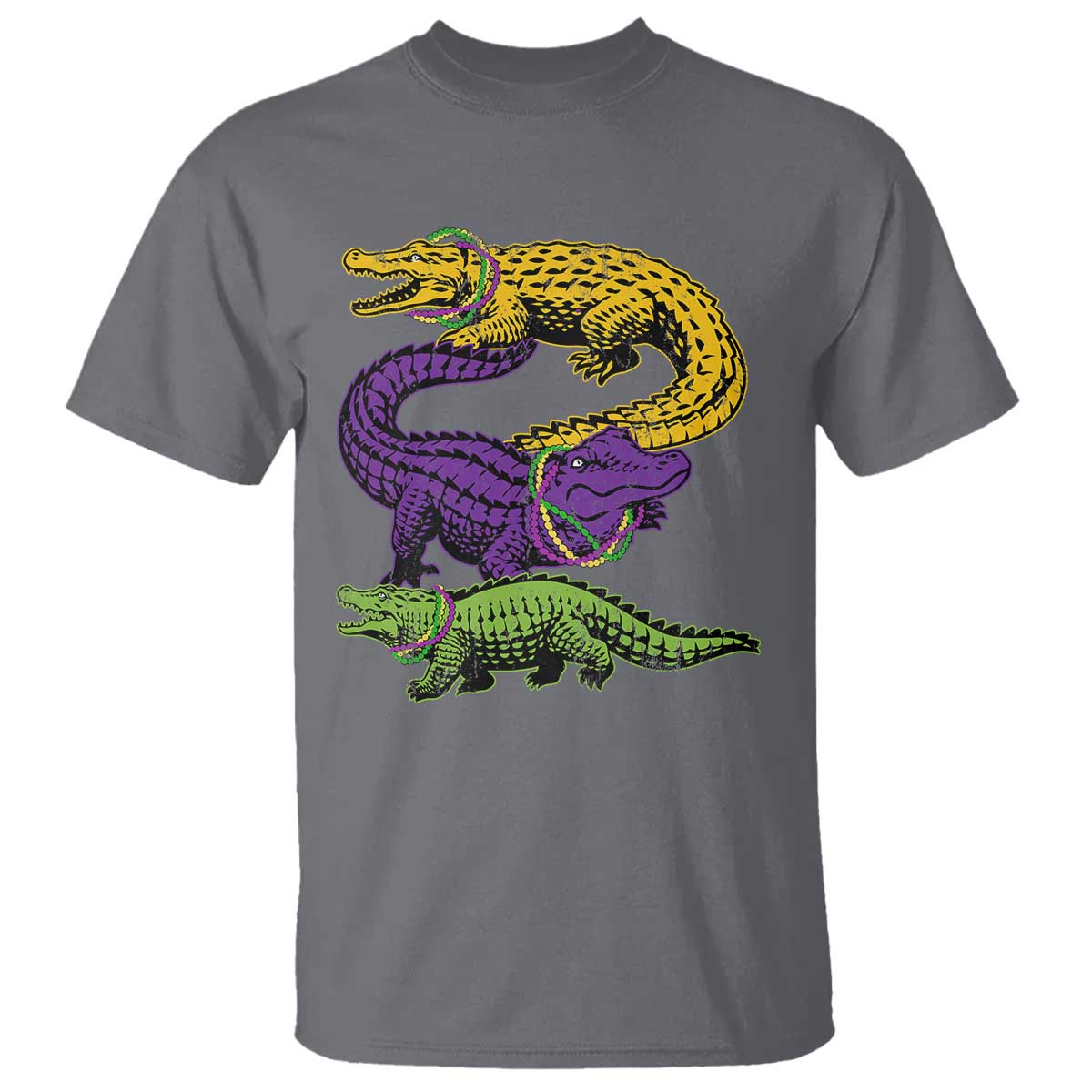 Aligator Crocodiles Louisiana Mardi Gras T Shirt TS10 Charcoal Print Your Wear