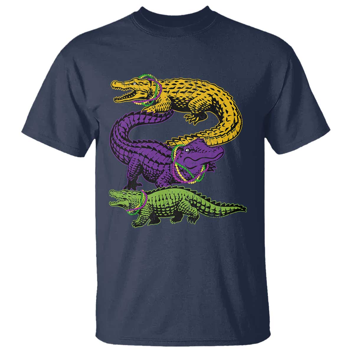 Aligator Crocodiles Louisiana Mardi Gras T Shirt TS10 Navy Print Your Wear