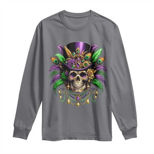 Mardi Gras Sugar Skull Long Sleeve Shirt Fat Tuesday TS10 Charcoal Print Your Wear