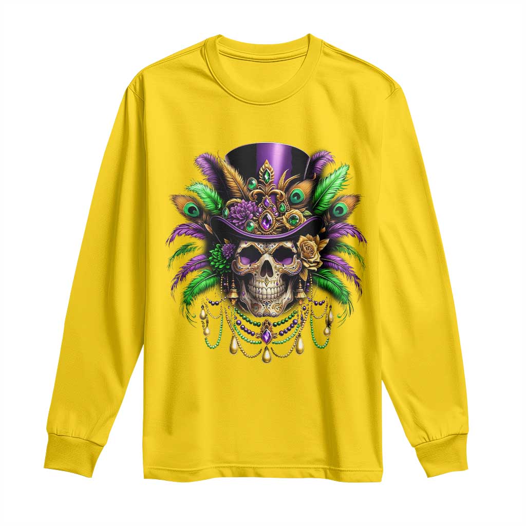 Mardi Gras Sugar Skull Long Sleeve Shirt Fat Tuesday TS10 Daisy Print Your Wear