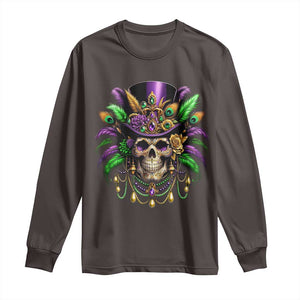 Mardi Gras Sugar Skull Long Sleeve Shirt Fat Tuesday TS10 Dark Chocolate Print Your Wear