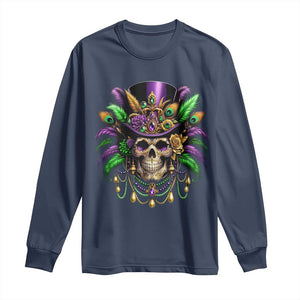 Mardi Gras Sugar Skull Long Sleeve Shirt Fat Tuesday TS10 Navy Print Your Wear