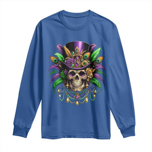 Mardi Gras Sugar Skull Long Sleeve Shirt Fat Tuesday TS10 Royal Blue Print Your Wear