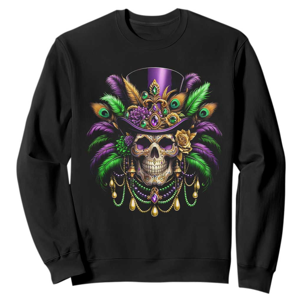 Mardi Gras Sugar Skull Sweatshirt Fat Tuesday TS10 Black Print Your Wear