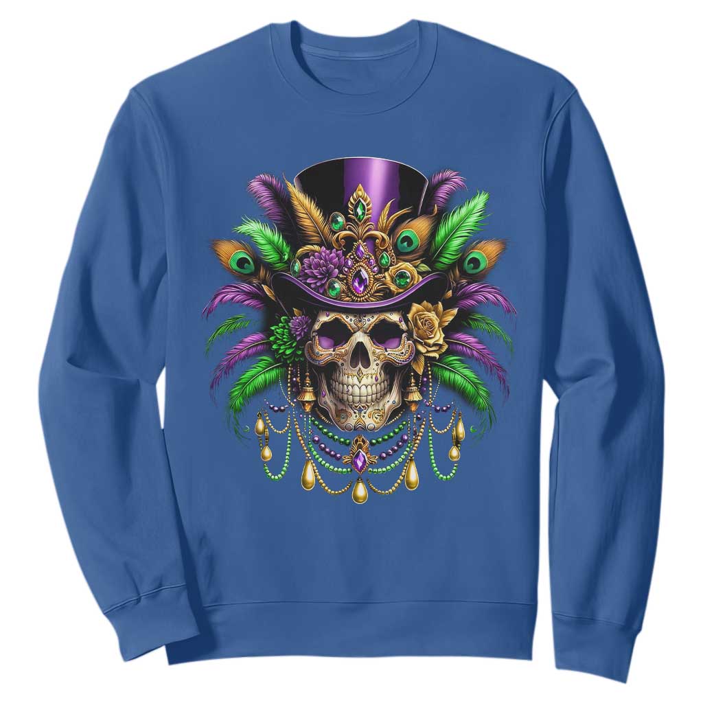 Mardi Gras Sugar Skull Sweatshirt Fat Tuesday TS10 Royal Blue Print Your Wear