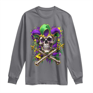 Mardi Gras Jester Skull Long Sleeve Shirt New Orleans Skeleton Beads TS10 Charcoal Print Your Wear