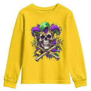 Mardi Gras Jester Skull Youth Sweatshirt New Orleans Skeleton Beads TS10 Daisy Print Your Wear
