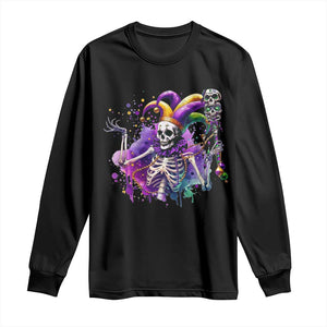 Mardi Gras Long Sleeve Shirt Jester Skeleton Skull Lovers TS10 Black Print Your Wear