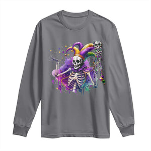 Mardi Gras Long Sleeve Shirt Jester Skeleton Skull Lovers TS10 Charcoal Print Your Wear