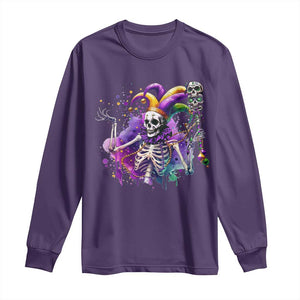 Mardi Gras Long Sleeve Shirt Jester Skeleton Skull Lovers TS10 Purple Print Your Wear