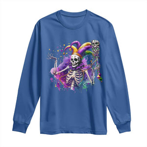 Mardi Gras Long Sleeve Shirt Jester Skeleton Skull Lovers TS10 Royal Blue Print Your Wear