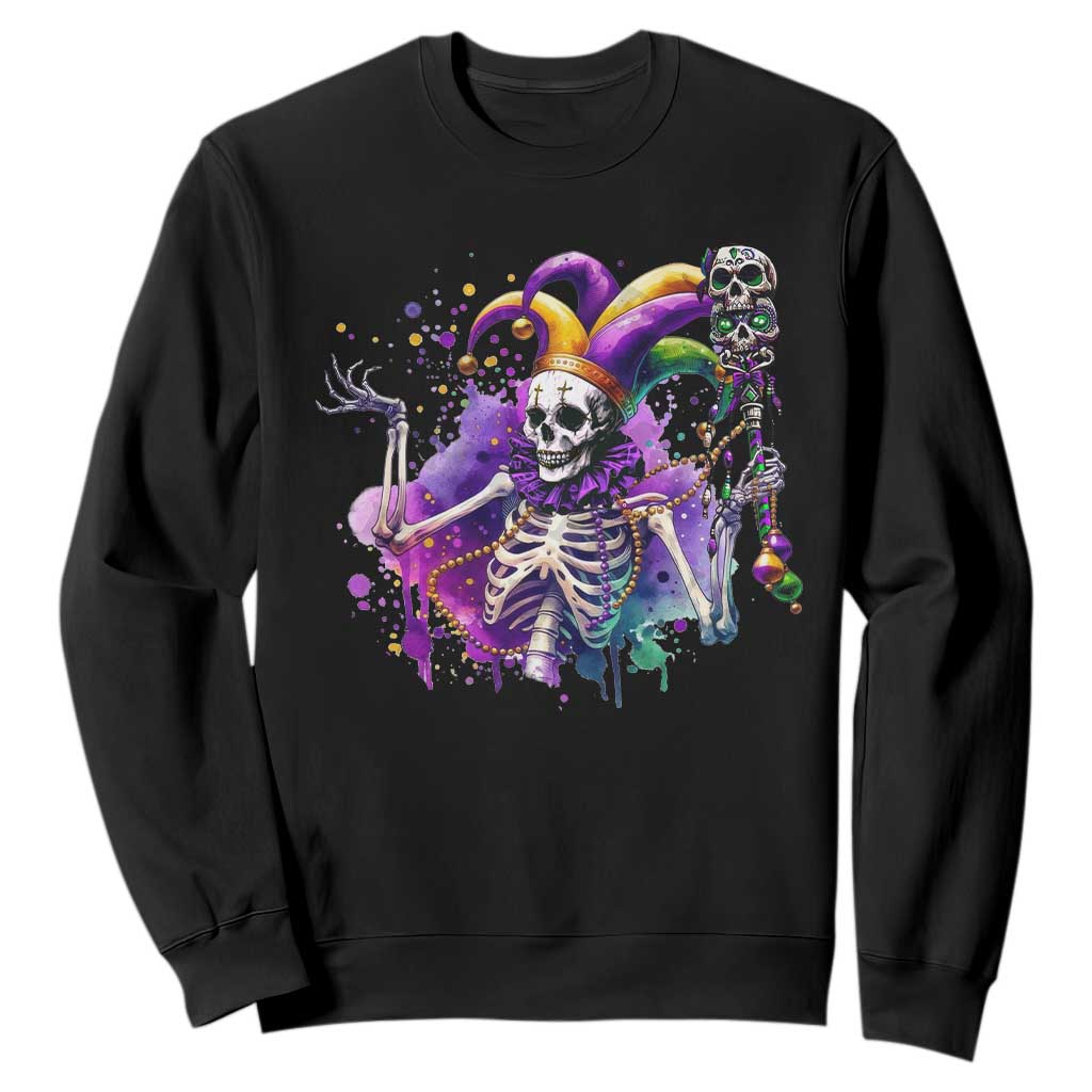 Mardi Gras Sweatshirt Jester Skeleton Skull Lovers TS10 Black Print Your Wear
