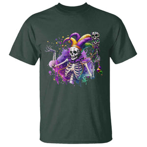 Mardi Gras T Shirt Jester Skeleton Skull Lovers TS10 Dark Forest Green Print Your Wear