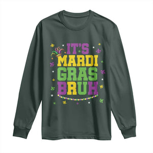 Bruh Mardi Gras Long Sleeve Shirt Funny Fat Tuesday Teens Boys Kids TS10 Dark Forest Green Print Your Wear