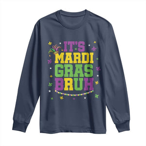 Bruh Mardi Gras Long Sleeve Shirt Funny Fat Tuesday Teens Boys Kids TS10 Navy Print Your Wear