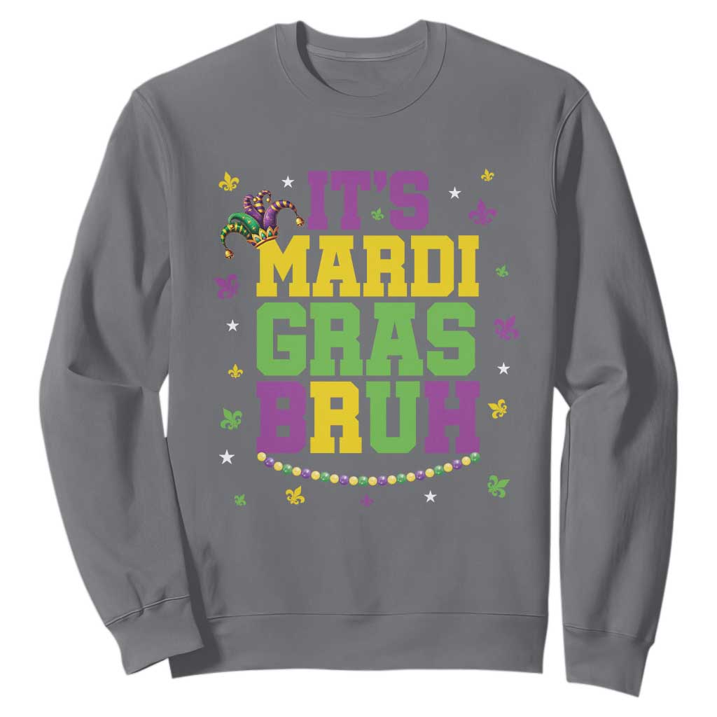 Bruh Mardi Gras Sweatshirt Funny Fat Tuesday Teens Boys Kids TS10 Charcoal Print Your Wear