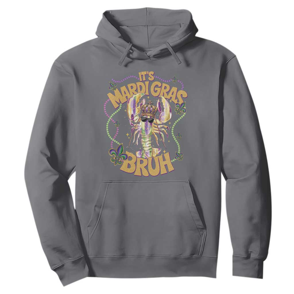 It's Mardi Gras Bruh Hoodie Glitter Print Crawfish Beads TS10 Charcoal Print Your Wear