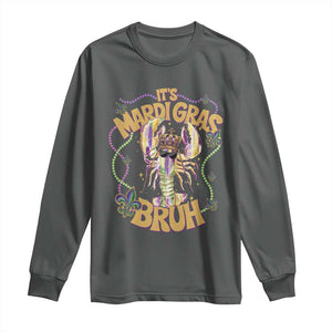 It's Mardi Gras Bruh Long Sleeve Shirt Glitter Print Crawfish Beads TS10 Dark Heather Print Your Wear