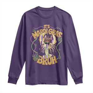 It's Mardi Gras Bruh Long Sleeve Shirt Glitter Print Crawfish Beads TS10 Purple Print Your Wear