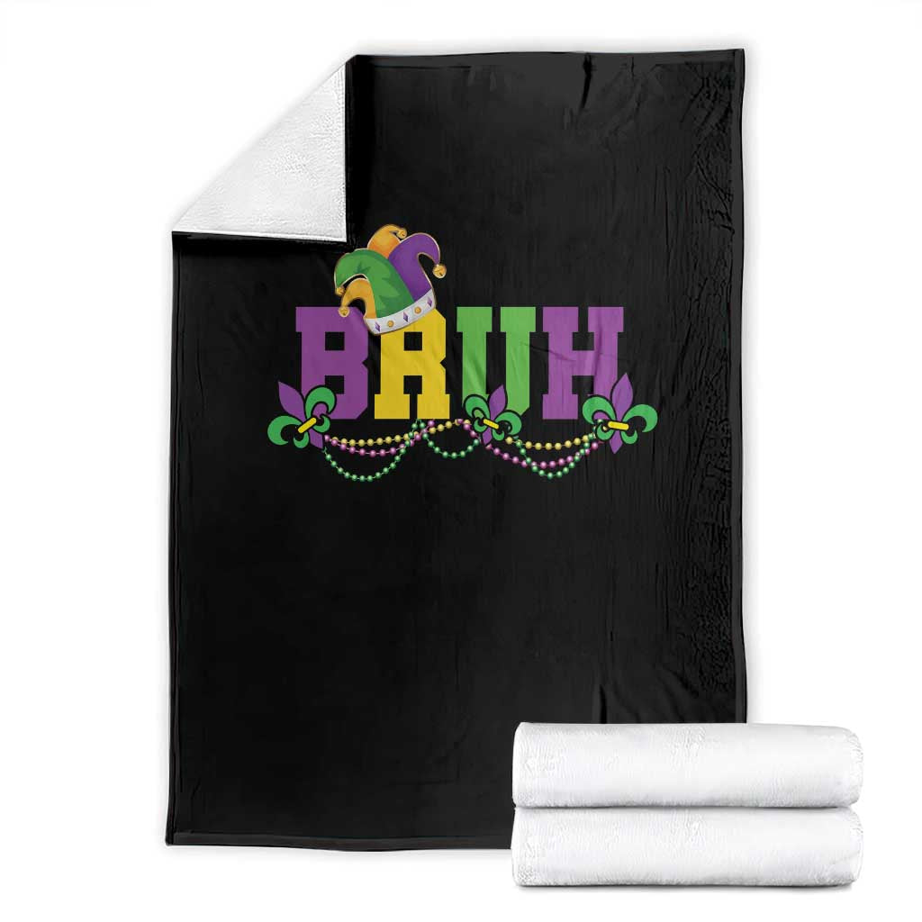 Bruh Mardi Gras Throw Blanket Carnival New Orleans Trip Parade Outfit Teens Boys Kids TS10 Black Print Your Wear