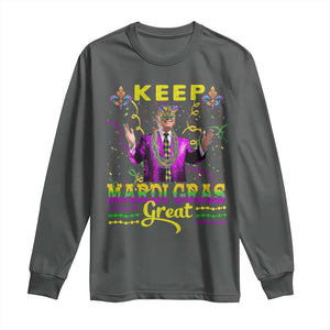 Funny Trump Keep Mardi Gras Great Long Sleeve Shirt TS10 Dark Heather Print Your Wear