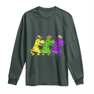 Mardi Gras Long Sleeve Shirt Kids Trex Dinos Toddler Boys TS10 Dark Forest Green Print Your Wear