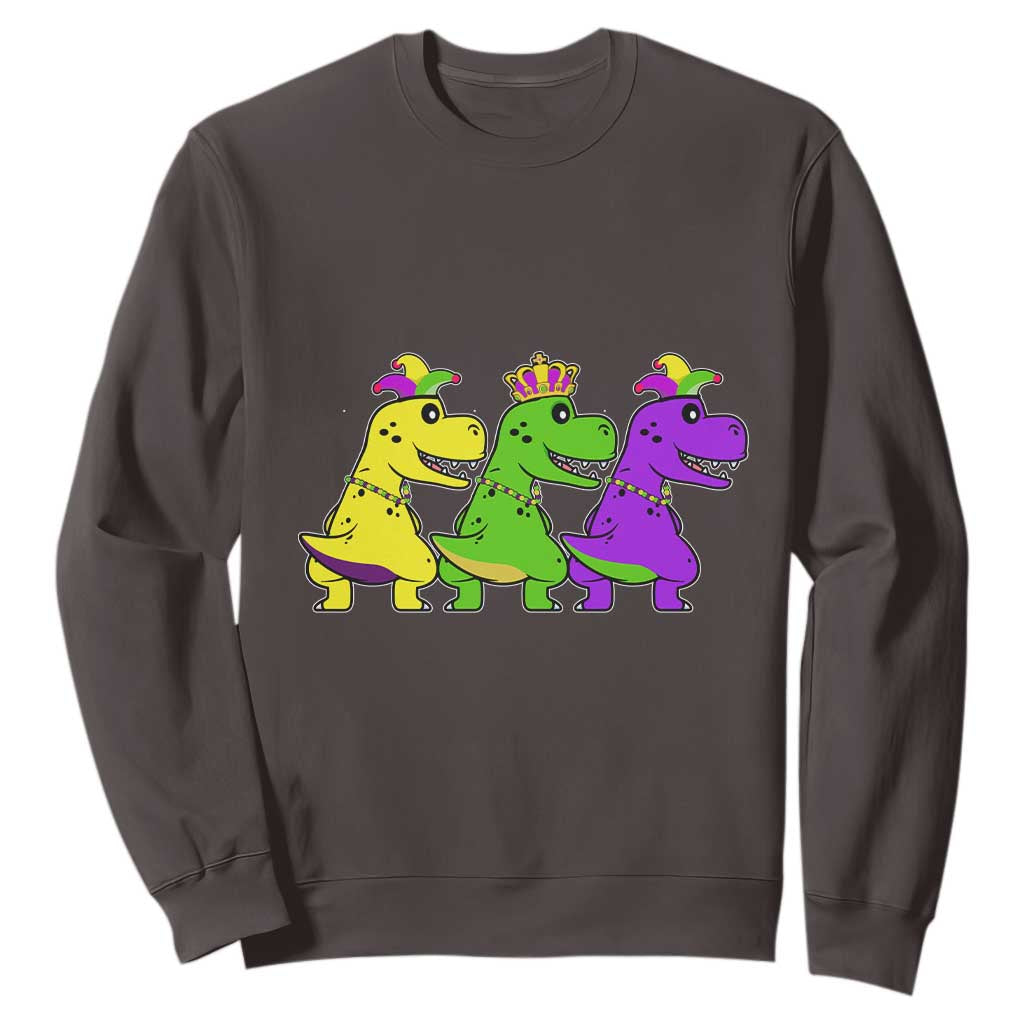 Mardi Gras Sweatshirt Kids Trex Dinos Toddler Boys TS10 Dark Chocolate Print Your Wear