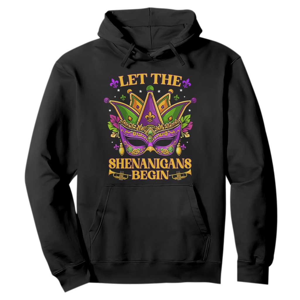 Let The Shenanigans Begin Mardi Gras Hoodie Masquerade Mask Beads TS10 Black Print Your Wear