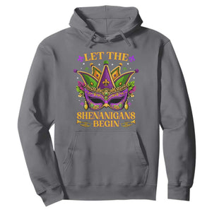 Let The Shenanigans Begin Mardi Gras Hoodie Masquerade Mask Beads TS10 Charcoal Print Your Wear