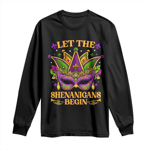 Let The Shenanigans Begin Mardi Gras Long Sleeve Shirt Masquerade Mask Beads TS10 Black Print Your Wear