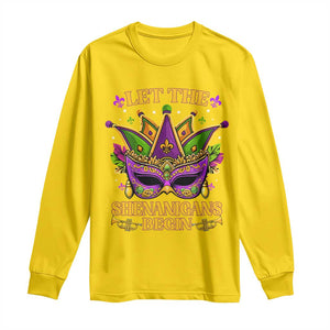 Let The Shenanigans Begin Mardi Gras Long Sleeve Shirt Masquerade Mask Beads TS10 Daisy Print Your Wear