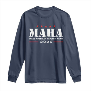 MAHA Make America Healthy Again Long Sleeve Shirt Trump RFK Jr Kennedy 2025 TS10 Navy Print Your Wear